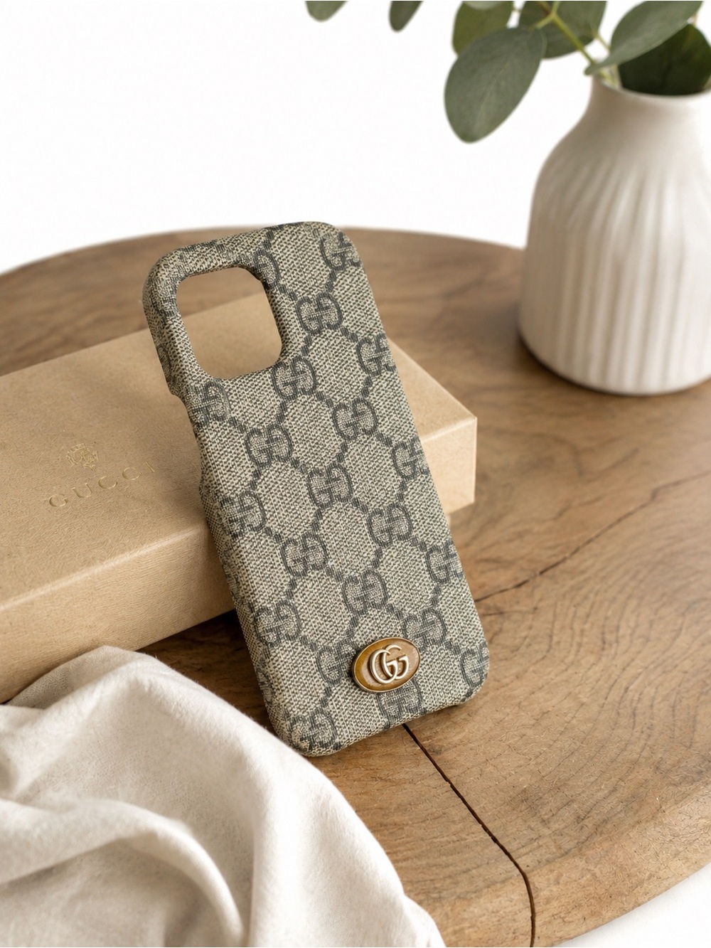 Gucci Ophidia GG Supreme iPhone 12 12 Pro Case Beige Double G